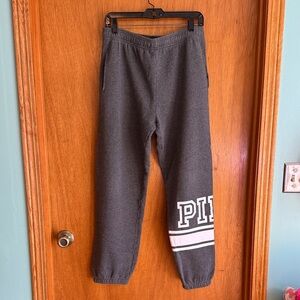 PINK Victoria's Secret Dark Gray Campus Oversized Sweatpants LIKE NEW sz M